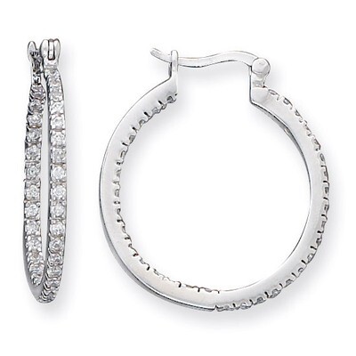 Hoop Earrings Sterling Silver Diamond QE3242, MPN: QE3242, 883957926223
