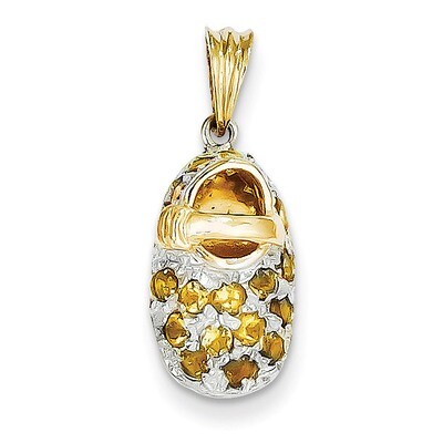 Prong-Set November Citrine Baby Shoe Charm 14K Gold &amp; Rhodium K556, MPN: K556, 886774101262