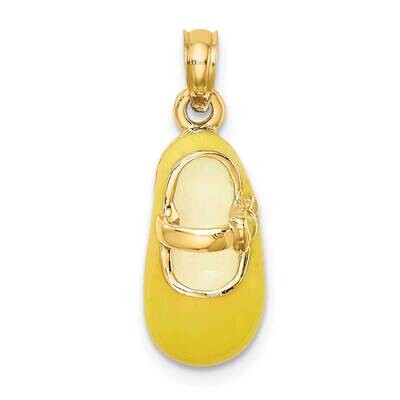 Yellow Enamel Baby Shoe Charm 14k Gold 3-D K6852, MPN: K6852, 637218127252