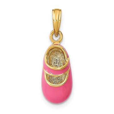Pink Enamel 3-D Baby Shoe Charm 14k Gold K7031, MPN: K7031, 63721813991