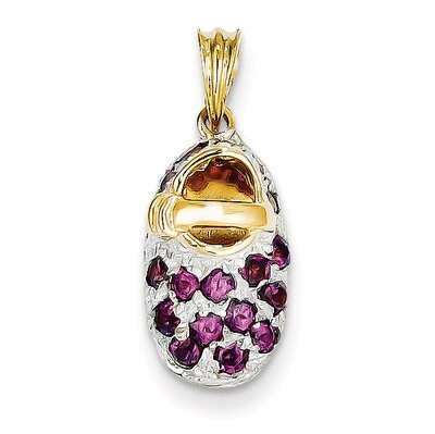 Rhodolite Baby Shoe Charm 14K Gold &amp; Rhodium K551, MPN: K551, 886774101217