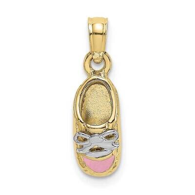 3-D Pink Enamel Baby Shoe Charm 10k Gold 10K7075, MPN: 10K7075,