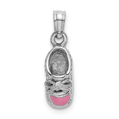 Pink Enamel Baby Shoe Charm 14k White Gold 3-D K7075W, MPN: K7075W, 637218168712