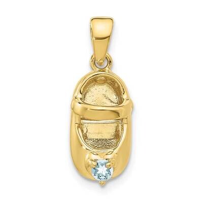 3-D March Synthetic Stone Engraveable Baby Shoe Charm 10k Gold 10K4652MAR, MPN: 10K4652MAR,