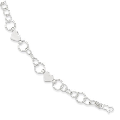 7.5 Inch Heart Bracelet Sterling Silver QG2310-7.5, MPN: QG2310-7.5, 883957948980