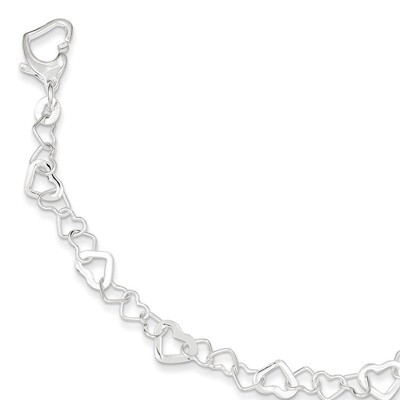 7.5 Inch Linked Heart Bracelet Sterling Silver QG3089-7.5, MPN: QG3089-7.5, 191101296086
