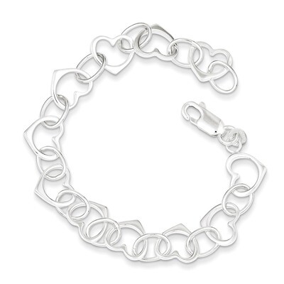 7 Inch Heart Link Bracelet Sterling Silver QG1469-7, MPN: QG1469-7, 883957947464