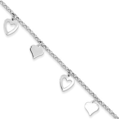 7.5 Inch Heart Bracelet Sterling Silver Polished QG3262-7.5, MPN: QG3262-7.5, 191101294754