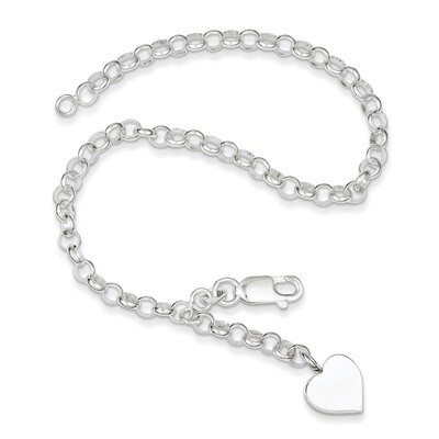 7.5 Inch Heart Bracelet Sterling Silver QG3086-7.5, MPN: QG3086-7.5, 191101295713