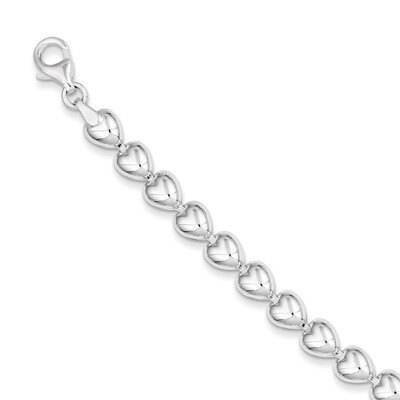 7.5 Inch Heart Bracelet Sterling Silver Polished QG3265-7.5, MPN: QG3265-7.5, 191101192883