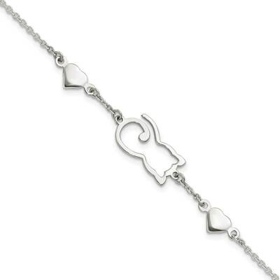 Heart and Kitty Bracelet Sterling Silver QG5776-7.5, MPN: QG5776-7.5, 196904164013
