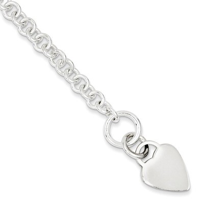 7.5 Inch Heart Bracelet Sterling Silver Polished QG3274-7.5, MPN: QG3274-7.5, 191101294174