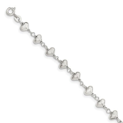 Heart link Bracelet 7.25 Inch Sterling Silver Polished QG3606-7.25, MPN: QG3606-7.25, 191101072932