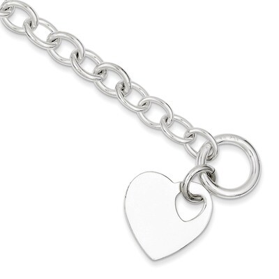 7.5 Inch Heart Bracelet Sterling Silver Polished QG3279-7.5, MPN: QG3279-7.5, 191101295355