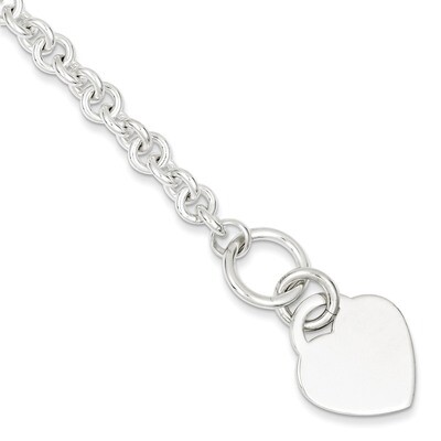 7.5 Inch Heart Bracelet Sterling Silver Polished QG3275-7.5, MPN: QG3275-7.5, 191101295652