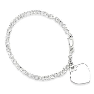 7.25 Inch Heart Charm Bracelet Sterling Silver QG1472-7.25, MPN: QG1472-7.25, 883957947495
