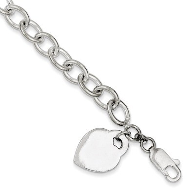 7.25 Inch Heart Charm Bracelet Sterling Silver QG1475-7.25, MPN: QG1475-7.25, 883957947525