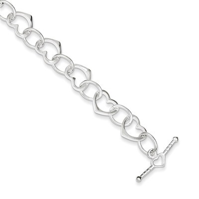 7.5 Inch Heart &amp; Circle Link Bracelet Sterling Silver QG1503-7.5, MPN: QG1503-7.5, 883957947617