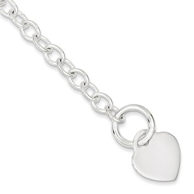7.75 Inch Heart Disc Toggle Bracelet Sterling Silver QG2169-7.75, MPN: QG2169-7.75, 883957948560