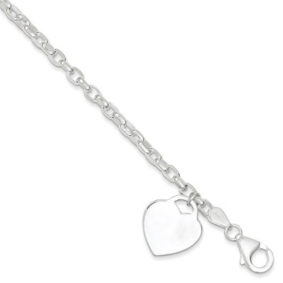 8.5 Inch 1.9mm Heart Charm Bracelet Sterling Silver QG1455-8.5, MPN: QG1455-8.5, 883957947334