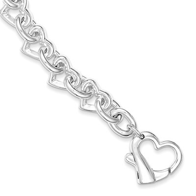7.5 Inch Fancy Heart Link Bracelet Sterling Silver Polished QH287-7.5, MPN: QH287-7.5, 883957537238