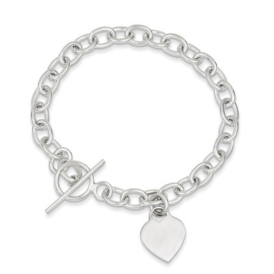 7.25 Inch Dangling Heart Charm Bracelet Sterling Silver QG1461-7.25, MPN: QG1461-7.25, 883957947396