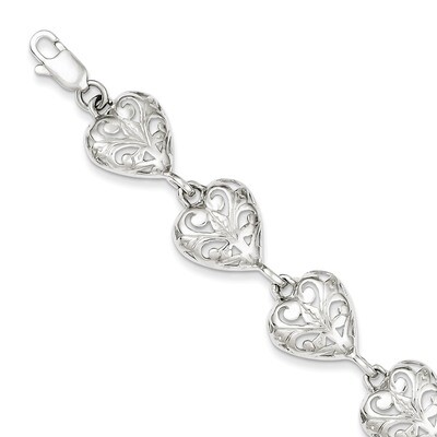 Heart Bracelet Sterling Silver QA47-7, MPN: QA47-7, 883957902937