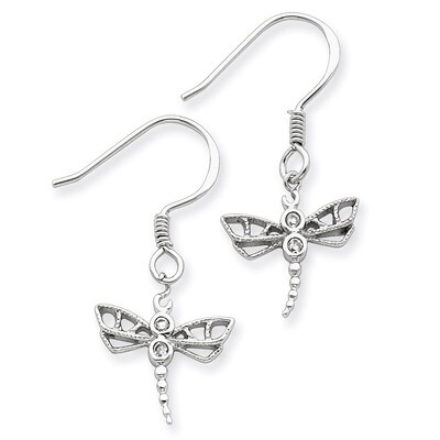 Dragonfly Earrings Sterling Silver Diamond QE3269, MPN: QE3269, 191101188480