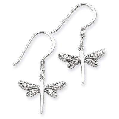 Dragonfly Earrings Sterling Silver Diamond QE3271, MPN: QE3271, 191101188503