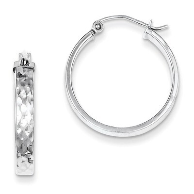 Hoop Earrings Sterling Silver Rhodium-plated Diamond-Cut QE8411, MPN: QE8411, 883957548784