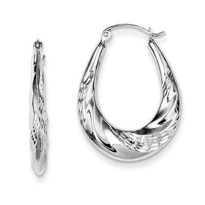 Scalloped Hoop Earrings Diamond-cut Sterling Silver QE8362, MPN: QE8362, 883957584133