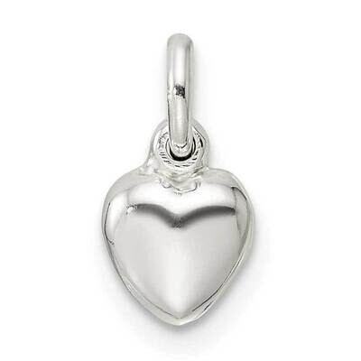 Small Puffed Heart Charm Sterling Silver QC11008, MPN: QC11008,