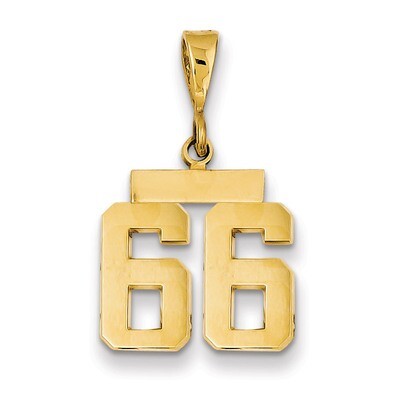 Number 66 Charm 14k Gold Small Polished SP66, MPN: SP66, 883957141435