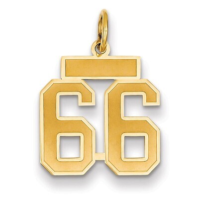 Number 66 Charm 14k Gold Small Satin  LSS66, MPN: LSS66, 883957069951