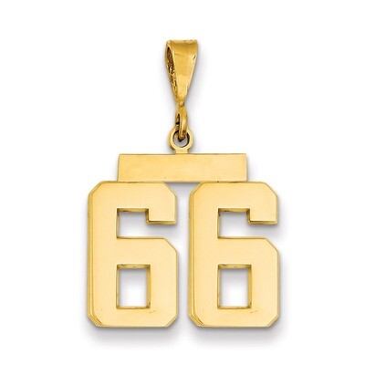 Number 66 Charm 14k Gold Medium Polished MP66, MPN: MP66, 883957135601