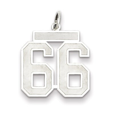 Pendant Number 66 Satin Sterling Silver Medium QPM66, MPN: QPM66, 883957127415