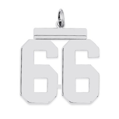 Charm Number 66 Polished Sterling Silver Large QPL66, MPN: QPL66, 191101281167