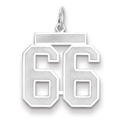 Number 66 Charm Medium Satin 14k white Gold WSM66, MPN: WSM66, 883957079288