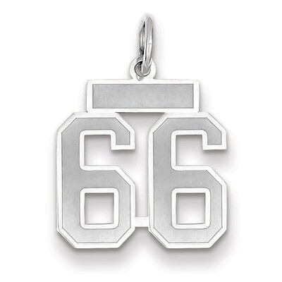 Number 66 Charm Small Satin 14k white Gold WSS66, MPN: WSS66, 883957072258