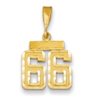 Number 66 Charm 14k Gold Small Diamond-cut SN66, MPN: SN66, 883957104621