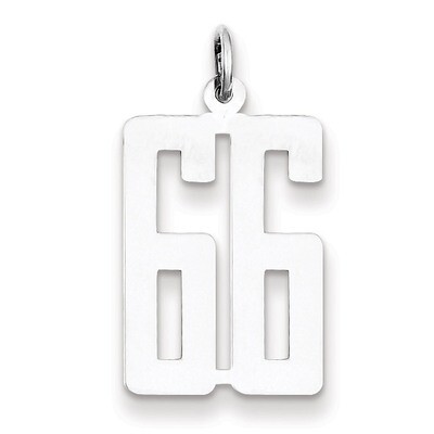 Charm Number 66 Elongated Pol Sterling Silver Small QES66, MPN: QES66, 191101190483