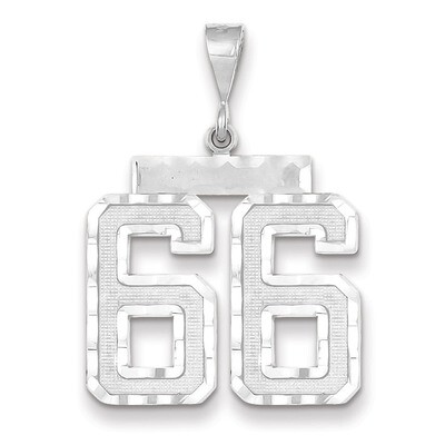 Number 66 Charm 14k white Gold Large Diamond -cut WLN66, MPN: WLN66, 883957124421