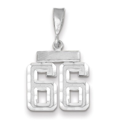 Number 66 Charm Small Diamond -cut 14k white Gold WSN66, MPN: WSN66, 883957114514