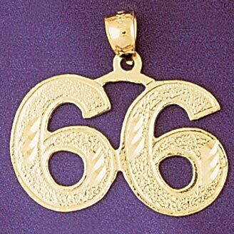 Dazzlers Jewelry Number 66 Pendant Necklace Charm Bracelet in Yellow, White or Rose Gold 950966, MP…