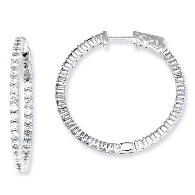 66 Stones In and Out Round Hoop Earrings Sterling Silver with Diamonds QE7576, MPN: QE7576, 8867742…