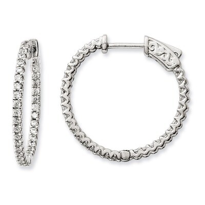 CZ 66 Stone In and Out Hoop Earrings Sterling Silver Rhodium-plated QE11062, MPN: QE11062, 88677472…