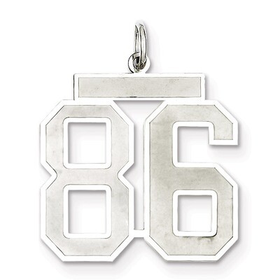 Pendant Number 86 Satin Sterling Silver Large QPP86, MPN: QPP86, 191101282256