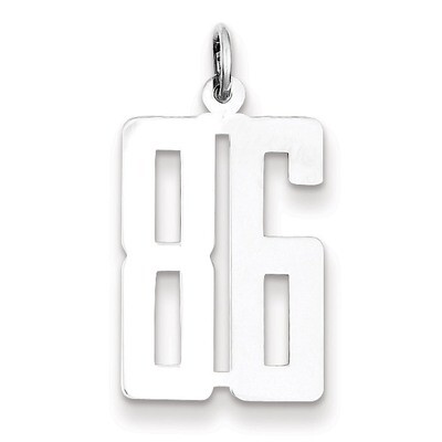 Charm Number 86 Elongated Pol Sterling Silver Small QES86, MPN: QES86, 191101190681