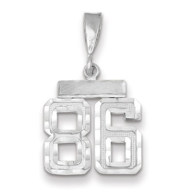 Number 86 Charm Small Diamond -cut 14k white Gold WSN86, MPN: WSN86, 883957118093