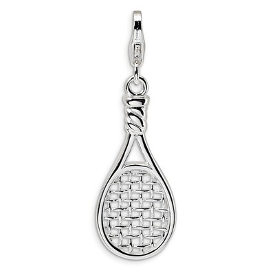3-D Polished Tennis Racket Charm Sterling Silver QCC305 by Amore La Vita, MPN: QCC305, 883957332628